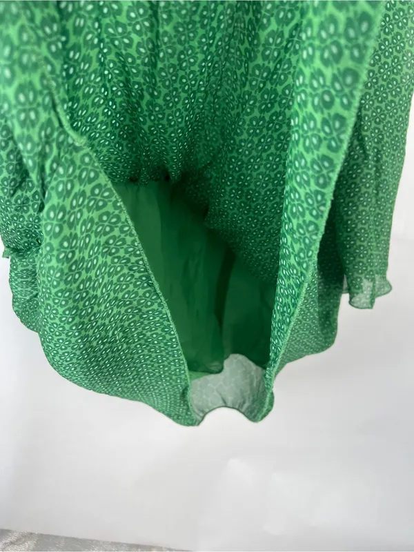 Marie‎ la Lune XL Green Silk Blend Layered High-Low Dress Made in Italy - Image 6