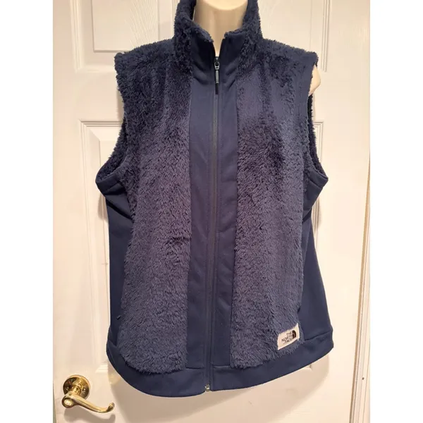 The North Face Osito Hybrid Vest Womens XL Navy Y2K Faux Fur Fleece NF0A337P - Image 4