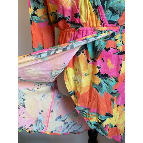 Jens Pirate Booty Floral ambrosia Mini Dress Pink Yellow Orange Small boho‎ Y2K - Image 7