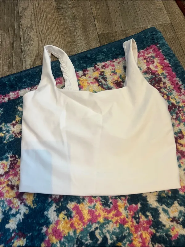 Abercrombie YPB White Square Neck Cropped Tank Top - Image 3