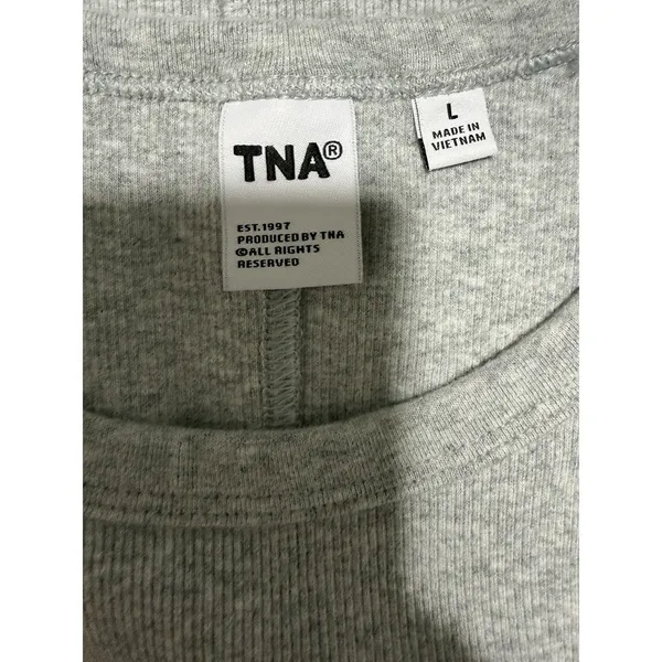 Aritzia TNA Quartz Ribbed Bodycon Mini Dress Heather Gray Women's‎ Size Large - Image 9
