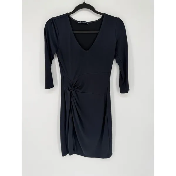 Abercrombie & Fitch Dress Mini Knot XS Black V-Neck Bodycon Chic - Image 3