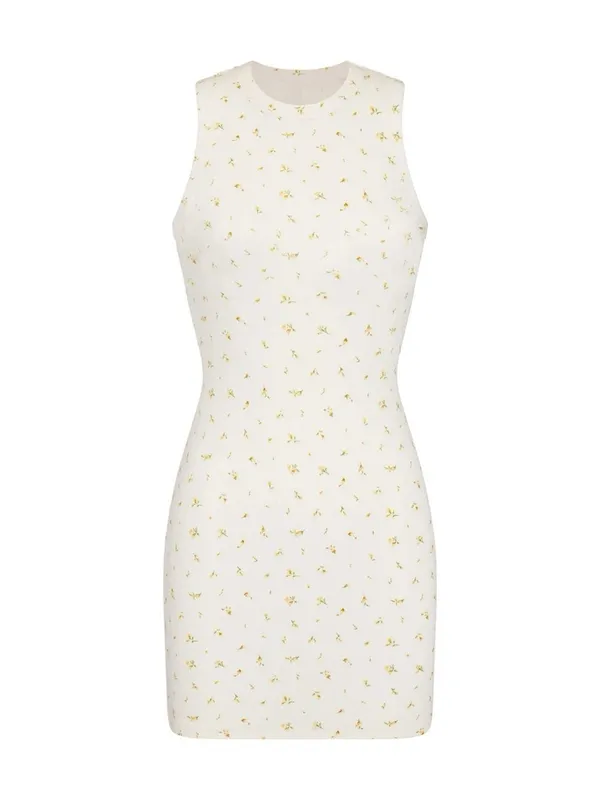 SKIMS Sleeveless White Dress with Gold Dot Pattern - Image 3