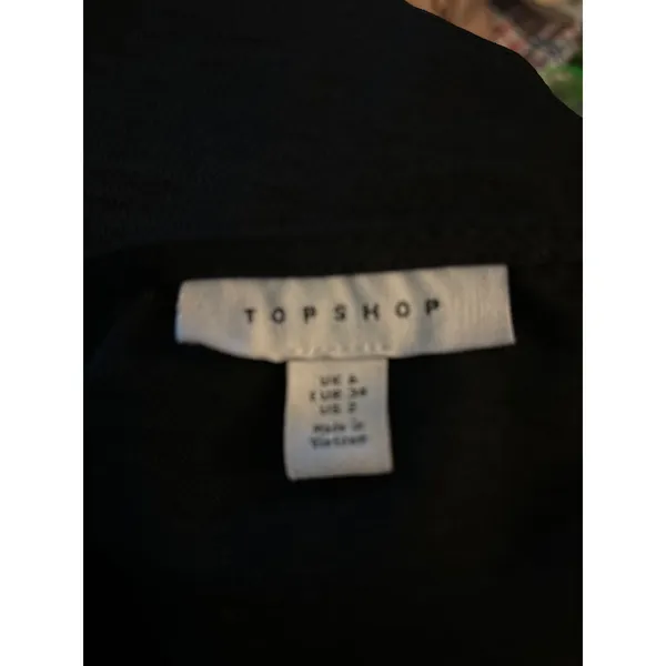 Topshop Black V-Neck Buttondown Smocked Peplum Top 2 Peasant Boho Classic Casual - Image 10