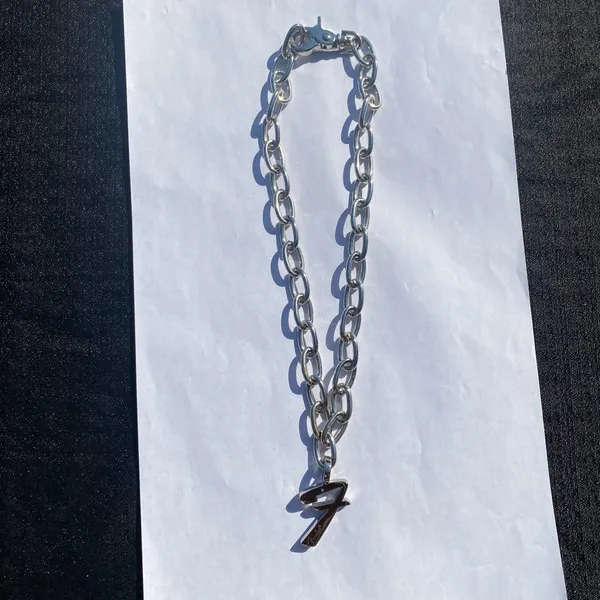 💎🩶 Vintage 1990s 90s NWT Fender Stainless Steel Silver Tone Metal Big 7 / F Pendant Chain and Necklace $19.99 🩶💎 - Image 7