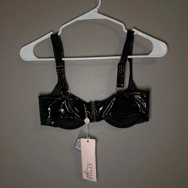 Oh Polly Black Vinyl Curved Cup Bra - Image 4