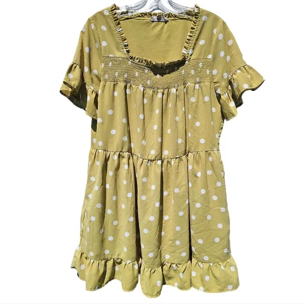 Entro‎ Polka Ruffle Short Dress Yellow Small - Image 2