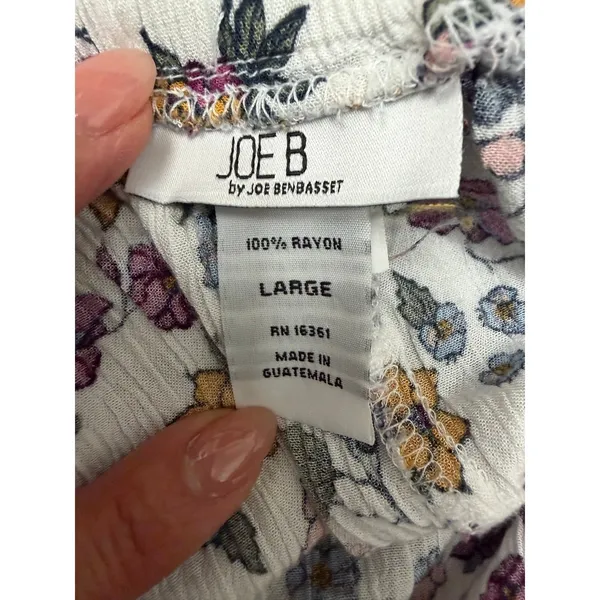 Joe B Floral Tiered Midi Skirt White Rayon Boho‎ Cottagecore Women's Large - Image 5