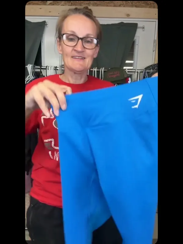 Gymshark Vibrant Blue High-Waist above the knee shorts - Image 3