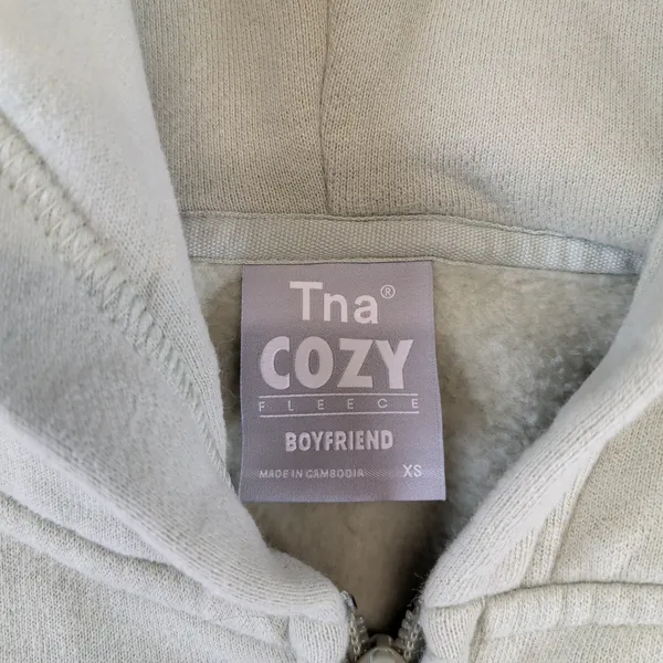 Tna Aritzia Cozy Fleece Boyfriend Zip Hoodie Sage Green XS 92007 - Image 5