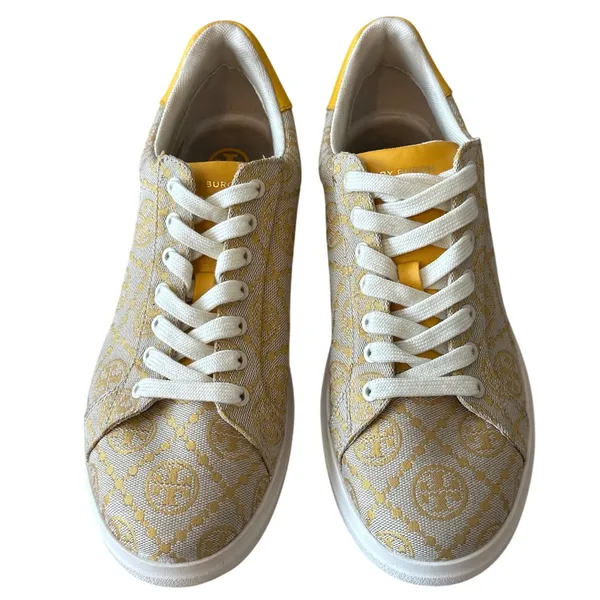 Tory Burch Howell T-Monogram Court Sneakers Goldfinch Yellow 8.5 - Image 3