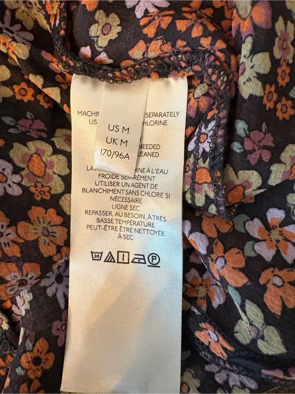 Free People Bonnie Mini Dress Medium Dusk Combo‎ NWT Floral Ruffle Smocked Boho - Image 12