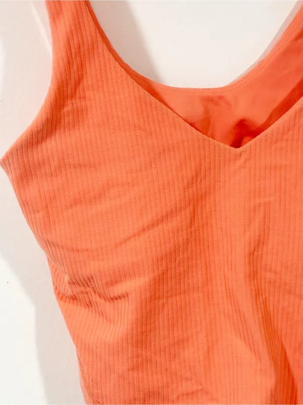 Lululemon Align Tank Top Orange Ribbed Athletic V Neck Size 0 - Image 2