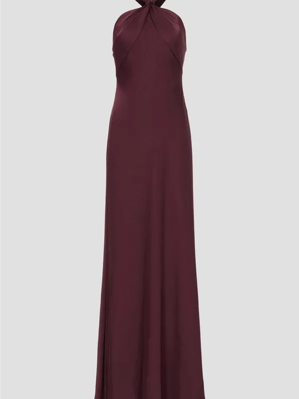 Liv Foster Satin Halter Gown burgundy - Image 10