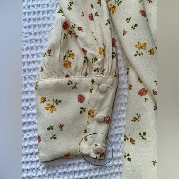Reformation Cream Floral Long Sleeve Dress - Image 12
