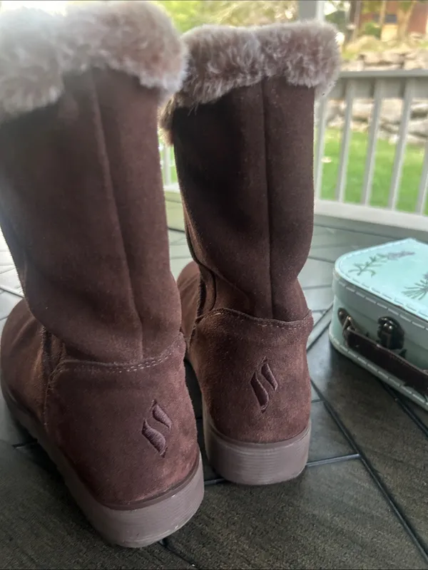 Skechers keepsake eyelet cut brown suede chelsea boots size 8 ladies boho chic - Image 6