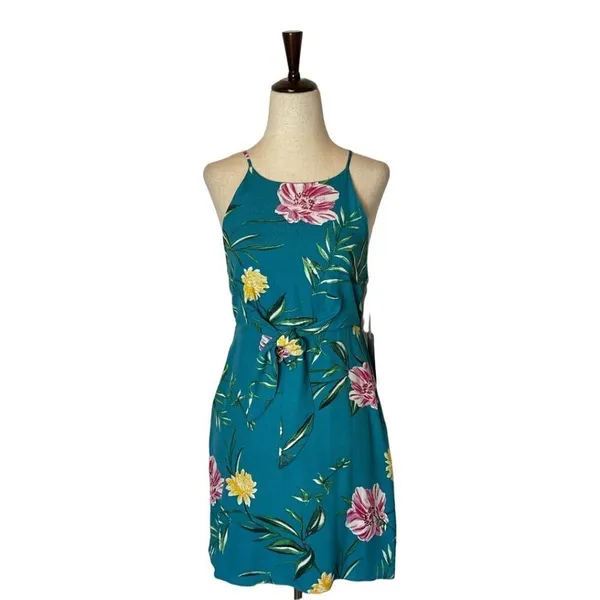 Tart Collections Lena Dress Women XS‎ Blue Floral Print Tie Waist Mini Boho - Image 4