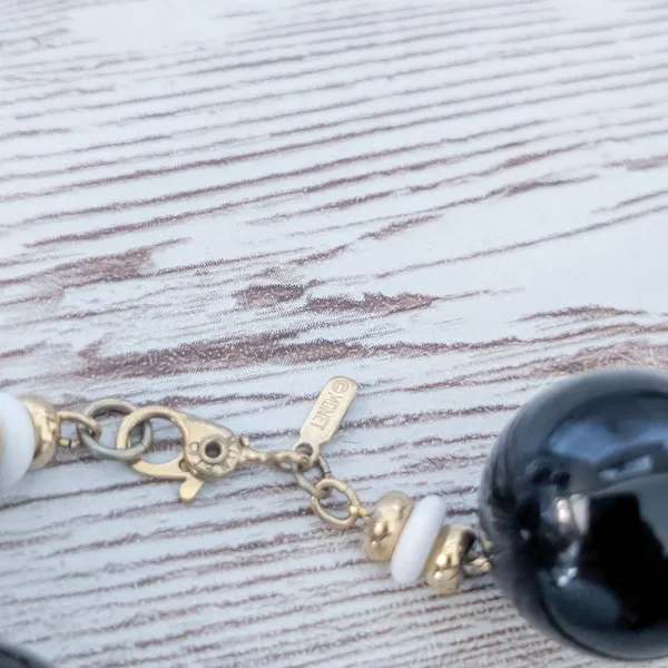 Vintage Monet Necklace Chunky Statement Black, White, Gold Tone - Image 5