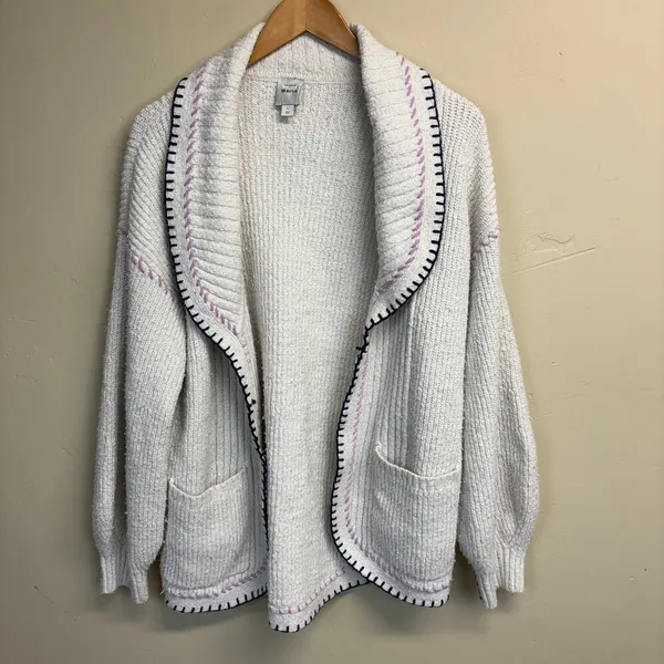 Anthropologie Maeve Collared Whipstitch Open Cardigan Sweater Size L - Image 3