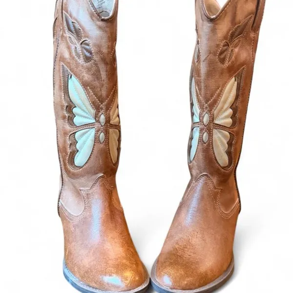 Coconuts by Matisse Monarch Butterfly Western Cowboy Boots Brown Size 6M - Image 4