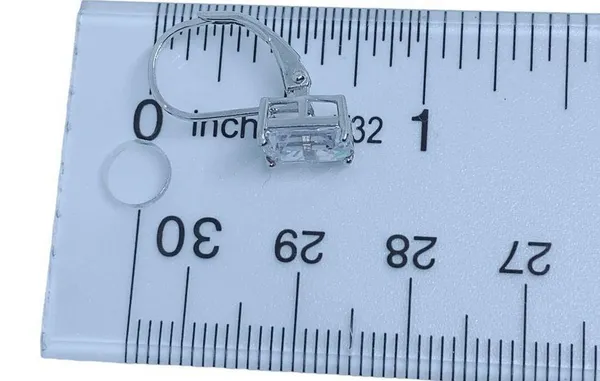 925 Clear CZ Lever Back Sterling Silver Earrings - Image 12