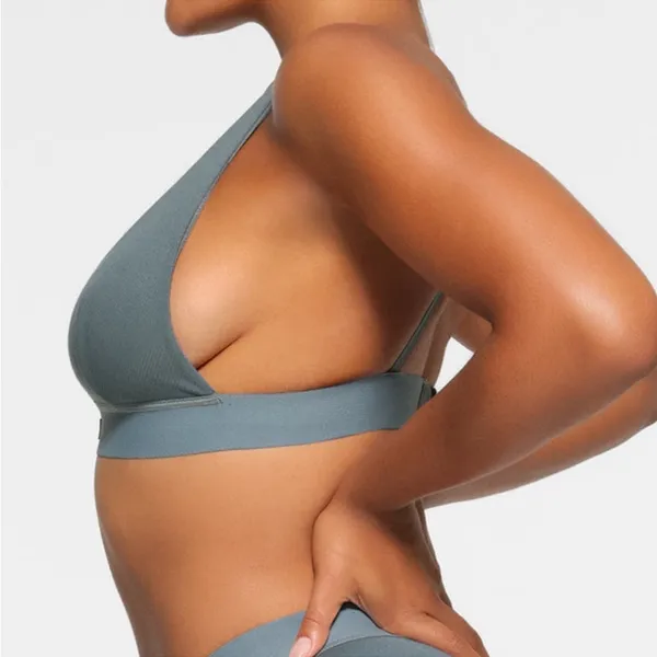 Skims Cotton Rib Plunge Bralette Kyanite Bralette size‎ M NWT - Image 7