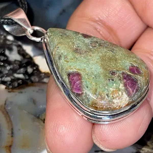 Ruby Fuchsite Crystal Pendant 2” Green - Image 8