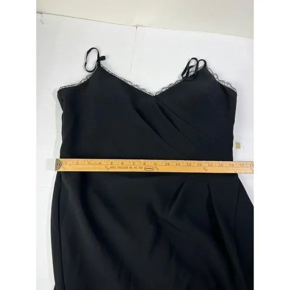 Marchesa Notte Chantilly Lace Trimmed Crepe Gown Black 12 Formal Elegant Evening - Image 7