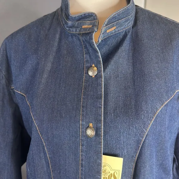 Vintage Stubbs Collection Denim Button-Up Long Sleeve Shirt NO BUTTONS Size L - Image 12