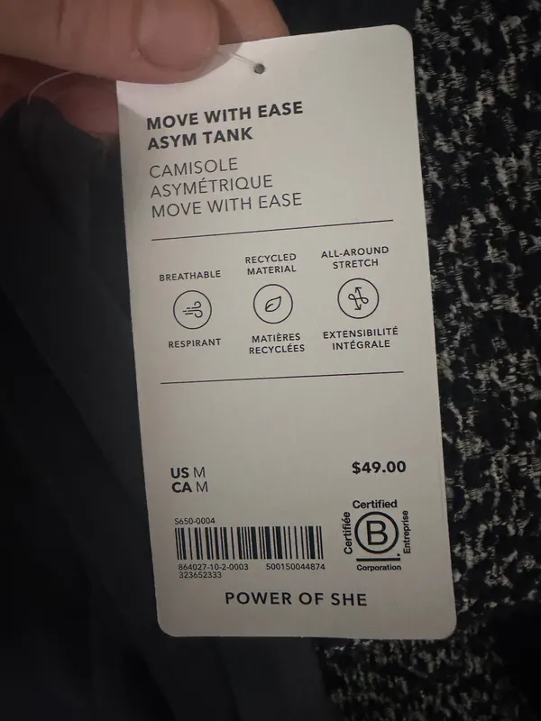 NWT Athleta Move With Ease Asym Tie Tank Black Athletic Yoga Size Medium - Image 8