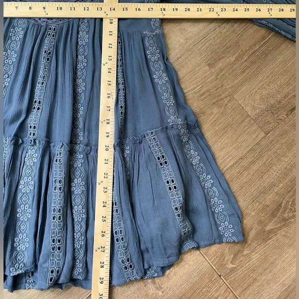 Free People Kiss Kiss Tunic Embroidered Lace Blue Long Sleeve Dress Women’s XS - Image 6