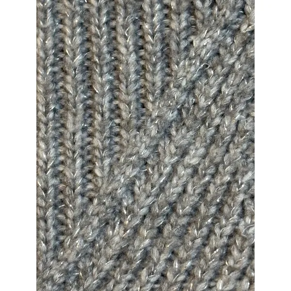 Liz Claiborne Sweater Womens Small Gray Metallic Knit Mock Neck Diamond Ribbed‎ - Image 8