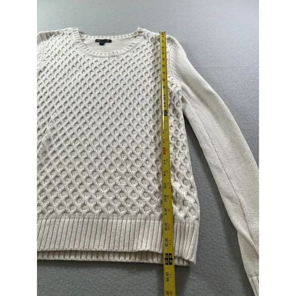 Gap Women's Large Honeycomb Crew Neck‎ Sweater Ivory Frost - Image 6