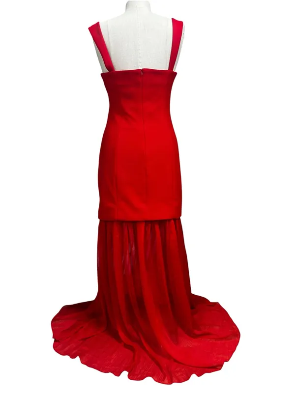 Lovers + Friends Danielle Crepe Voile Formal Gown in Red Size Medium NWT - Image 5