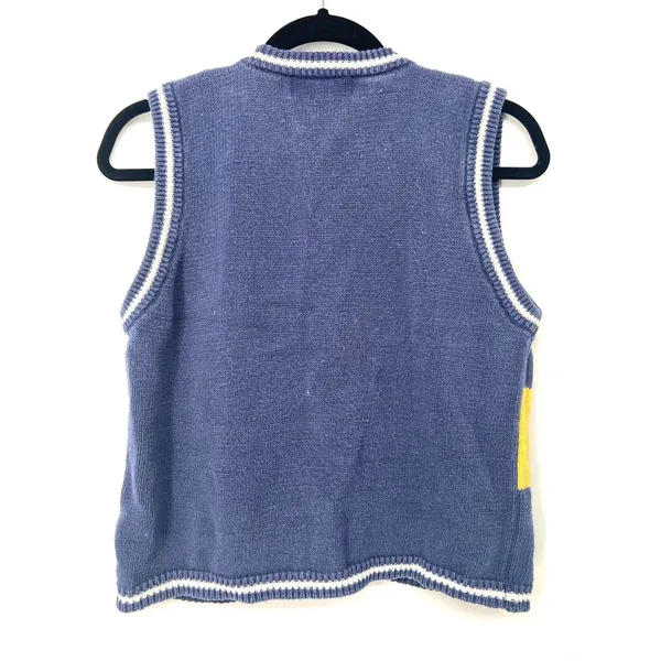 VTG ID Sport 90s Medium Patchwork Heart Knit Sweater Vest Grandmacore‎ Cottage - Image 3