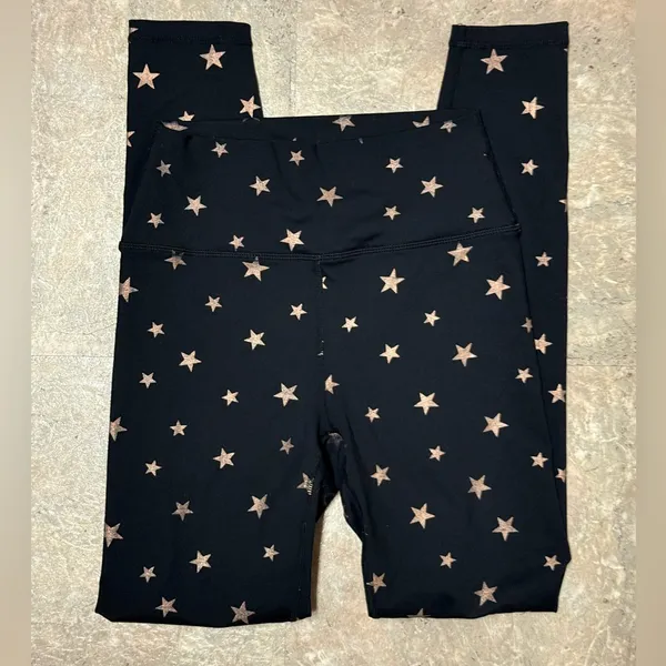 SPIRITUAL GANGSTER Black Leggings with Gold Stars Size Small - Image 7