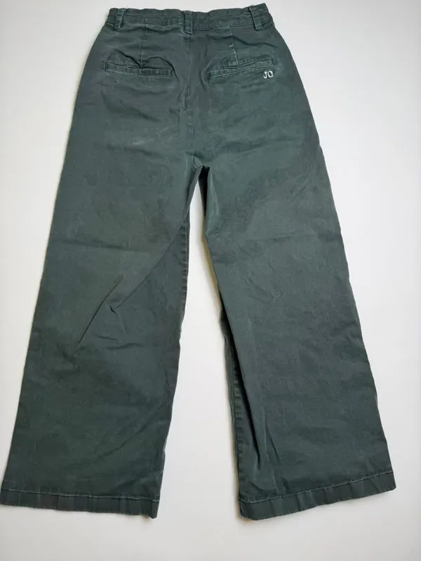 JO West Dark Green High Waist Wide-Leg Cotton Denim Trouser Pants Size XS - Image 6