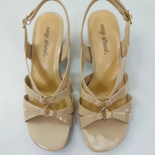 Easy Street Beige Strappy Heels - Image 6