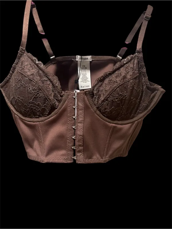 NWT Garage Luna Combo Lace Bustier Chocolate Brown Coquette Small $39 - Image 2