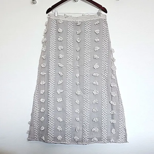 Polagram‎ -1925 Tulle Mesh Skirt Light Grey Midi Length Boho Balletcore Large - Image 2
