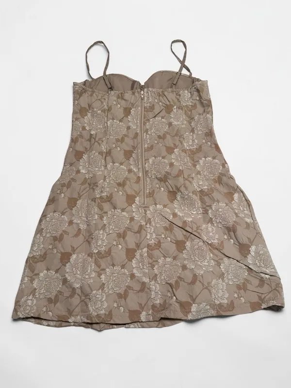Windsor Taupe Floral Jacquard‎ Bustier Mini Dress, Size S - Image 2