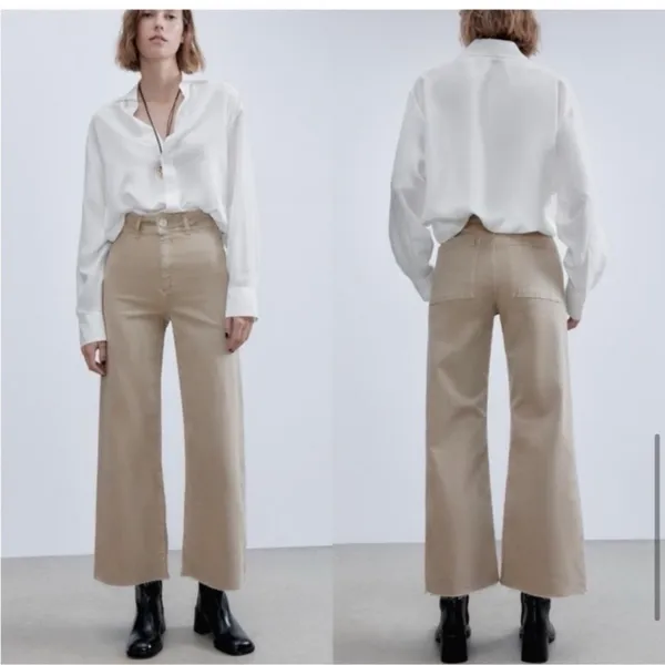 Zara Tan Marine Wide Leg Pants - Image 3