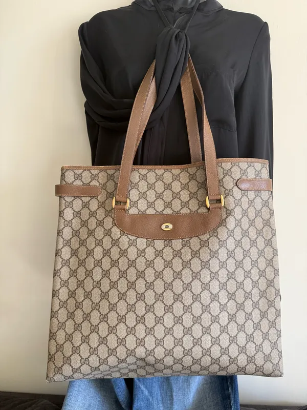 Gucci GG Tote Bag Canvas Leather - Image 3