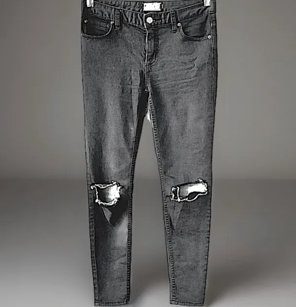Free People High Rise Busted Skinny Stretch Carbon Jeans, 27 inseam/32 waist - Image 2