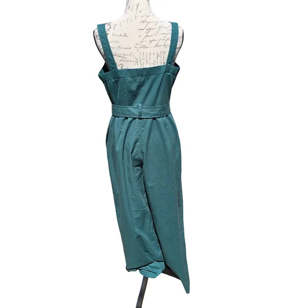 Baltic Born Hartford Linen Blend Wide Leg Button‎ Front Jumpsuit Green Medium - Image 10
