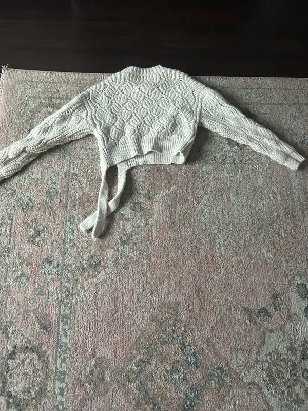 ZARA White Knit Sweater Cropped - Image 3