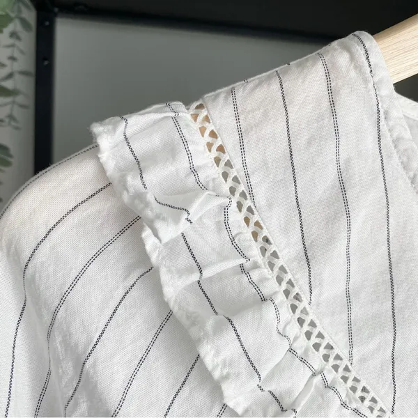 Madewell Ruffle Prairie Top in Pinstripe - Image 2
