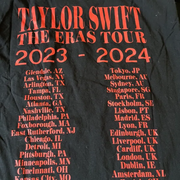 Taylor Swift Eras Tour 2023 2024 Concert T-Shirt L Black Double Sided Tee - Image 5