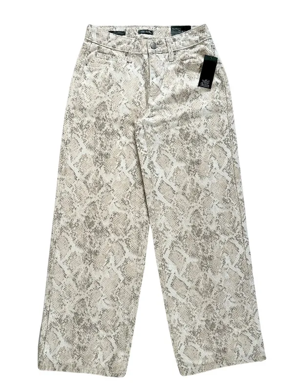 NWT Wild Fable Low Rise Baggy Wide Leg Snake-Print Jeans White Tan Size XXS - Image 3