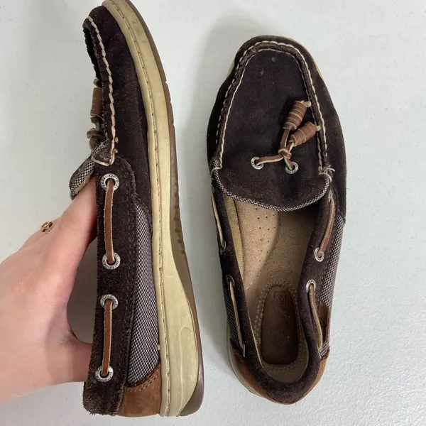Sperry’s women’s brown top-sider songfish suede boat‎ loafers leather shoes 5.5 - Image 4